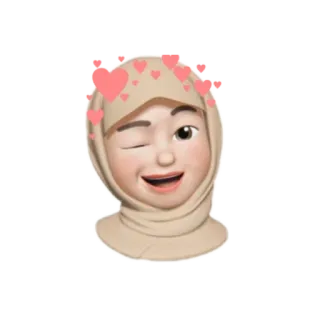 😜 Эмодзи, Хиджаб, Сердечки, Подмигивание, Мусульманка, Аватар whatsapp sticker