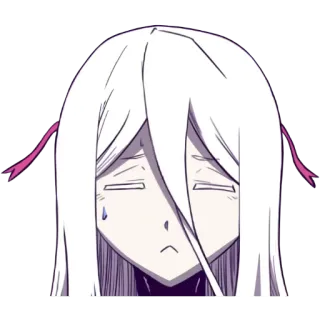 😢 anime, sad, anime girl, white hair, tears telegram sticker
