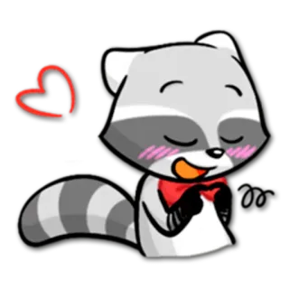 💗 raton laveur, dessin animé, cœur, animal, mignon, illustration whatsapp sticker