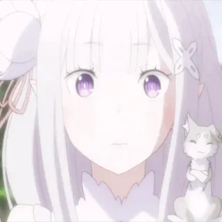 🤍 Emilia Re:Zero Anime, Capelli bianchi, Occhi viola, Fantasy, Re:Zero, Emilia telegram sticker