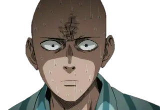 😰 Saitama One-Punch Man Аниме, Сайтама, Ванпанчмен, Манга, Смешно, Выражение, Пот whatsapp sticker