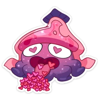 😍 fungo, amore, cuori, carino, cartone animato, bizzarro, adesivo whatsapp sticker