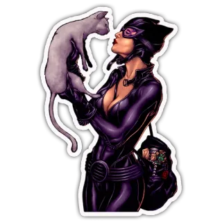 🐱 Catwoman キャットウーマン, dcコミックス, スーパーヒーロー, 悪役, 女性, 猫 telegram sticker