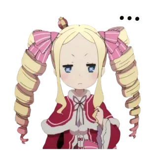 😐 Beatrice Re:Zero anime, sticker, cute, cartoon, fanart, girl, blonde hair, pout whatsapp sticker