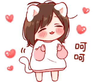 🎭 呵 呵 lucu, kartun, hati, kucing, gadis, anime, kawaii telegram sticker