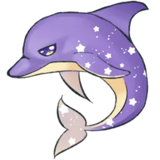 🐬 dolfijn, paars, sterren, dier, schattig, cartoon, zeedier telegram sticker