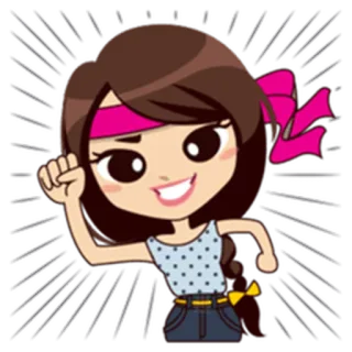 ✊ Cartoon, Mädchen, Jubel, Fröhlich, Positiv, Feier telegram sticker