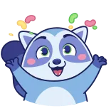 🥳 gấu trúc Mỹ, động vật, dễ thương, hoạt hình, thân thiện, xanh dương, nhãn dán telegram sticker