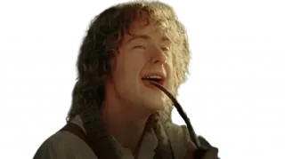 😂 Merry Brandybuck Lord of the Rings hobbit, smoking, pipe, middle-earth, fantasy telegram sticker