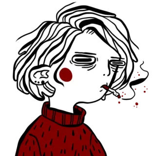 🚬 курение, сигарета, красный, мультфильм whatsapp sticker