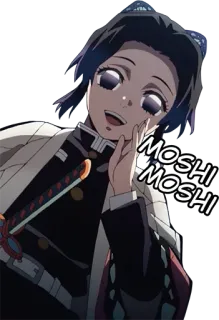 🥰 Shinobu Kocho Demon Slayer MOSHI MOSHI Anime, Manga, Demon Slayer, Shinobu Kocho, Carino, Amichevole, Moshi Moshi telegram sticker