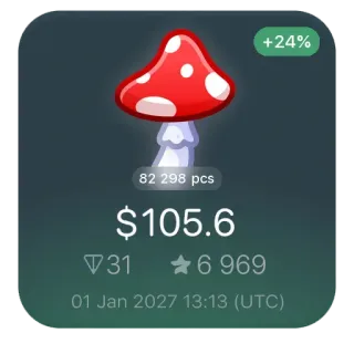 🍄 +24%
82 298 pcs
$105.6
316 969
01 Jan 2027 13:13 (UTC) 蘑菇, 金融, 经济, 投资, 增长, 数字资产 telegram sticker