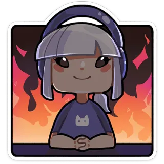 🔥 Аватар, Девушка, Наушники, Фиолетовый, Аниме, Мультфильм whatsapp sticker