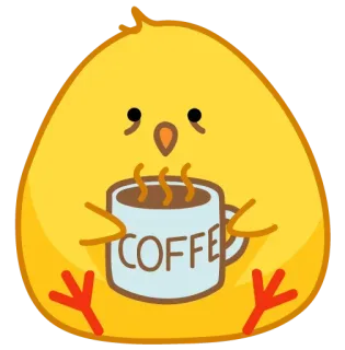 ☕ COFFEE küken, huhn, kaffee, süß, kawaii, getränk, gelb whatsapp sticker