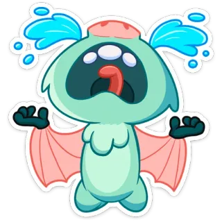 😭 khóc, quái vật, hoạt hình, nước mắt, buồn, cảm xúc, khóc telegram sticker