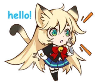 👋 hello! gatta, anime, carino, ciao telegram sticker