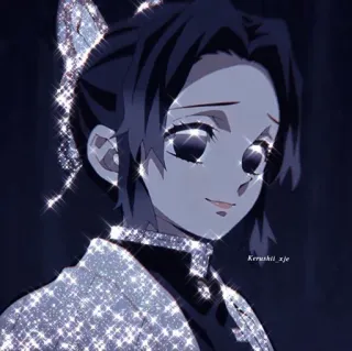 ⭐ Shinobu Kocho Demon Slayer anime, demon slayer, shinobu kocho, sparkle, butterfly, manga whatsapp sticker