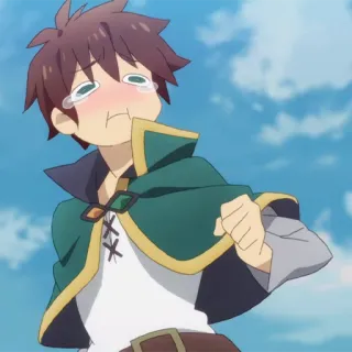 🛡 Kazuma Konosuba 动漫, 和真, 为美好的世界献上祝福, 哭, 害羞, 男性 telegram sticker