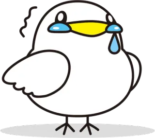 😢 pássaro, chorando, triste, lágrimas, desenho animado, branco telegram sticker