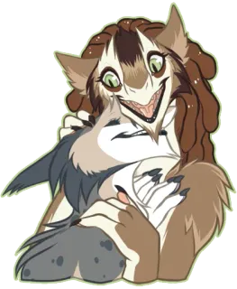 👐 anthro, hug, furry, cartoon, illustration, animal, art telegram sticker