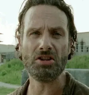 😔 Rick Grimes The Walking Dead zombie, smutny, The Walking Dead, strach, grymas telegram sticker