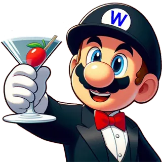 🍸 Mario 马里奥, 燕尾服, 鸡尾酒, 卡通, 角色, 游戏 telegram sticker