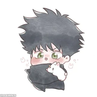 ⚪️ @HAWKS Anime, Chibi, Lucu, Kawaii, Kartun, Ilustrasi telegram sticker