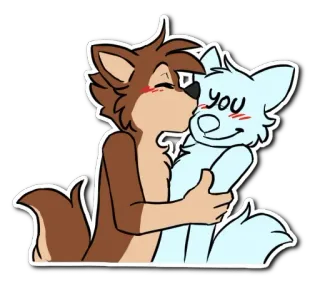 😘 you furry, kiss, affection, love, couple, cute, anthropomorphic, cartoon telegram sticker