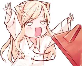 😡 Anime, Fille chat, En colère, Cheveux blonds, Kawaii, Mignon, Expressif whatsapp sticker