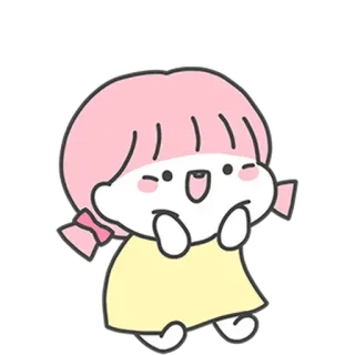 ☺️ Cartoon, Mädchen, Niedlich, Pinke Haare, Fröhlich, Sticker telegram sticker