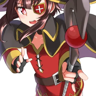 🤘 Megumin Konosuba Anime, Manga, Mago, Magia, Báculo, Rojo, Lindo, Chica telegram sticker