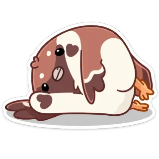 ☹️ cachorro, desenho animado, animal, adesivo, fofo, animal de estimação, filhote, deitado telegram sticker