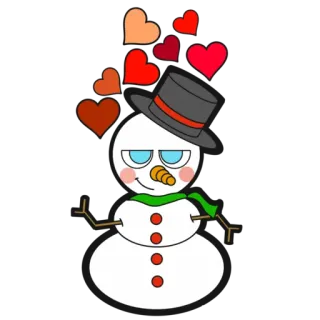 🥰 снеговик, зима, снег, сердечки, мультфильм telegram sticker