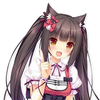 ☝ anime, catgirl, cute, manga, kawaii whatsapp sticker