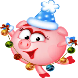🎄 świnia, kreskówka, Boże Narodzenie, ozdoby, świąteczny, słodki telegram sticker