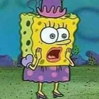 😮 Spongebob спанч боб, мультфильм, анимированный, мем, платье, nickelodeon telegram sticker