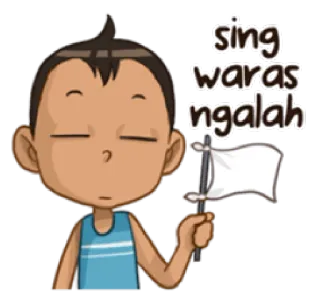 👌 sing waras ngalah Desenho animado, Criança, Bandeira branca, Render-se, Javanês telegram sticker