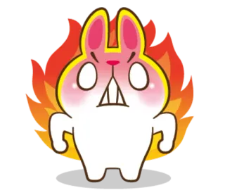 😡 злой, зайчик, огонь, мультфильм, кролик, расстроенный whatsapp sticker