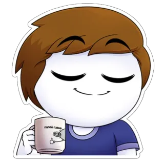 🤤 папей гавна dibujos animados, ruso, bebida, café, taza, beber, sarcasmo whatsapp sticker