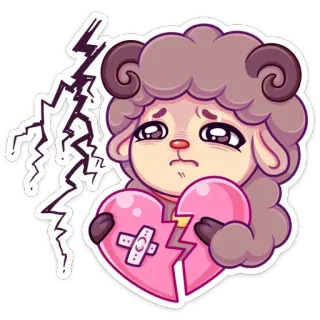 💔 pecora, cuore spezzato, triste, sticker, fulmine telegram sticker