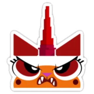 😡 화난, 만화, 유니콘, 캐릭터, 빨간색, 주황색, 벡터 telegram sticker