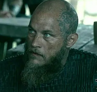 🩸 Ragnar Lothbrok Vikings ヴァイキング, ラグナル・ロズブローク, トラヴィス・フィメル, ヒストリーチャンネル, 歴史ドラマ, タトゥー, テレビシリーズ, ひげ telegram sticker
