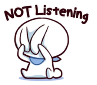 🙈 NOT Listening zuhören, Cartoon, ignorieren, hört nicht zu, lustig, Meme telegram sticker
