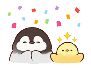 🎉 pingouin, poussin, mignon, kawaii, animaux, étoiles, adorable telegram sticker