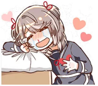 ❤️ Anime, Pleurs, Coeurs, Triste, Dessin animé, Fille whatsapp sticker
