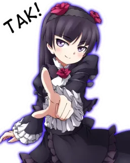 ☝️ TAK! anime meisje, rozen, jurk, TAK telegram sticker