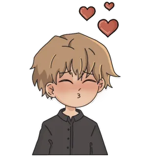 🥰 卡通, 男孩, 爱, 心, 吻, 爱意 telegram sticker