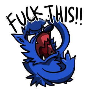 😠 FUCK THIS!! swear, angry, offensive, furry, wolf telegram sticker