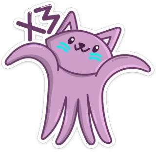 🤨 X3 cat, hug, cute, cartoon, animal telegram sticker