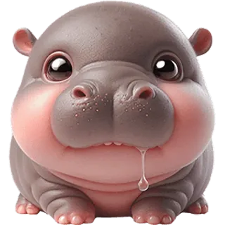 🤤 ippopotamo, carino, animale, cucciolo di ippopotamo, cartone animato whatsapp sticker
